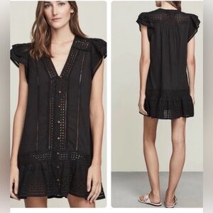 VERONICA BEARD Lorraine Mini Dress black size M eyelet cotton